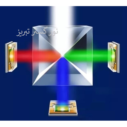 مکعب منشور ترکیب کننده سه رنگ ابی سبز قرمز - سفید